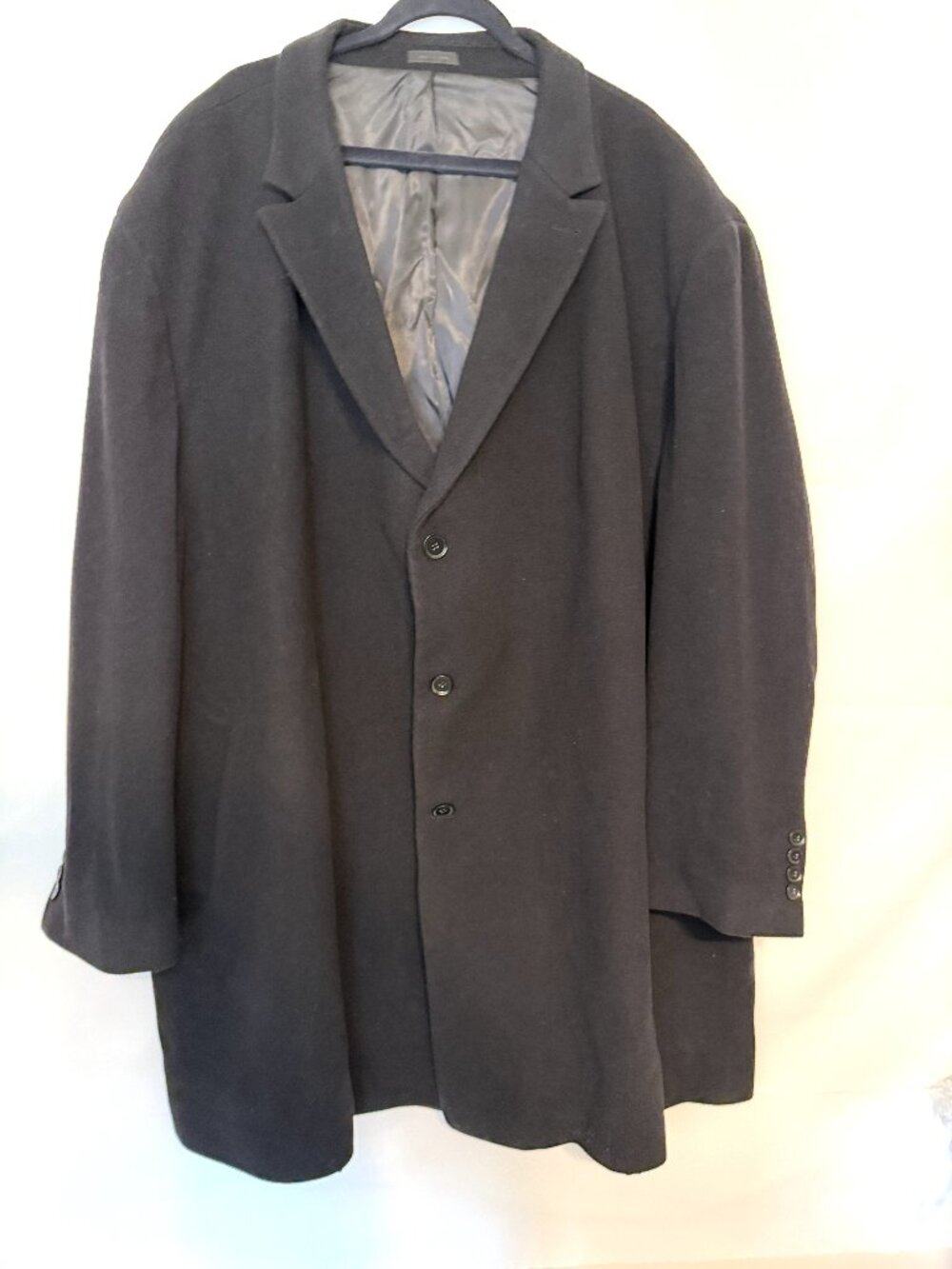 Calvin Klein Men’s Overcoat Coat 66R Black Wool Blend Fully Lined
